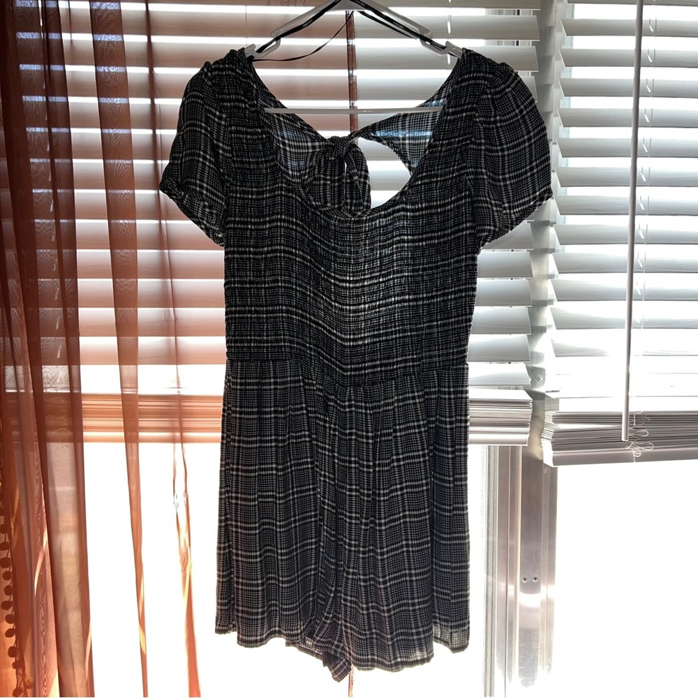 Black and White Plaid Romper